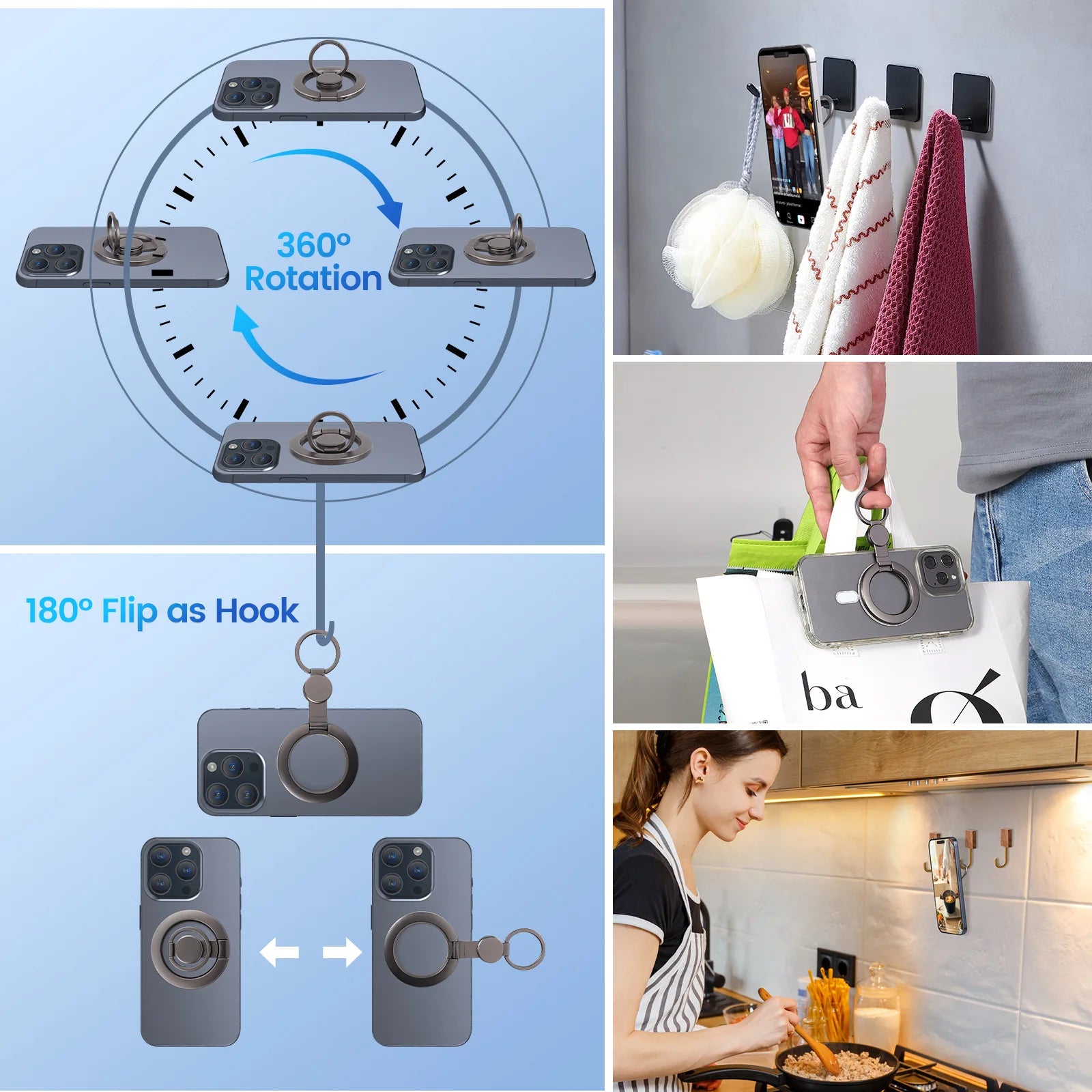 Spinner Antiestrés Plegable y Soporte Magnético para Teléfono con Anillo para Dedos, Compatible con Magsafe iPhone 17 16 15 14 13 12 Pro Max