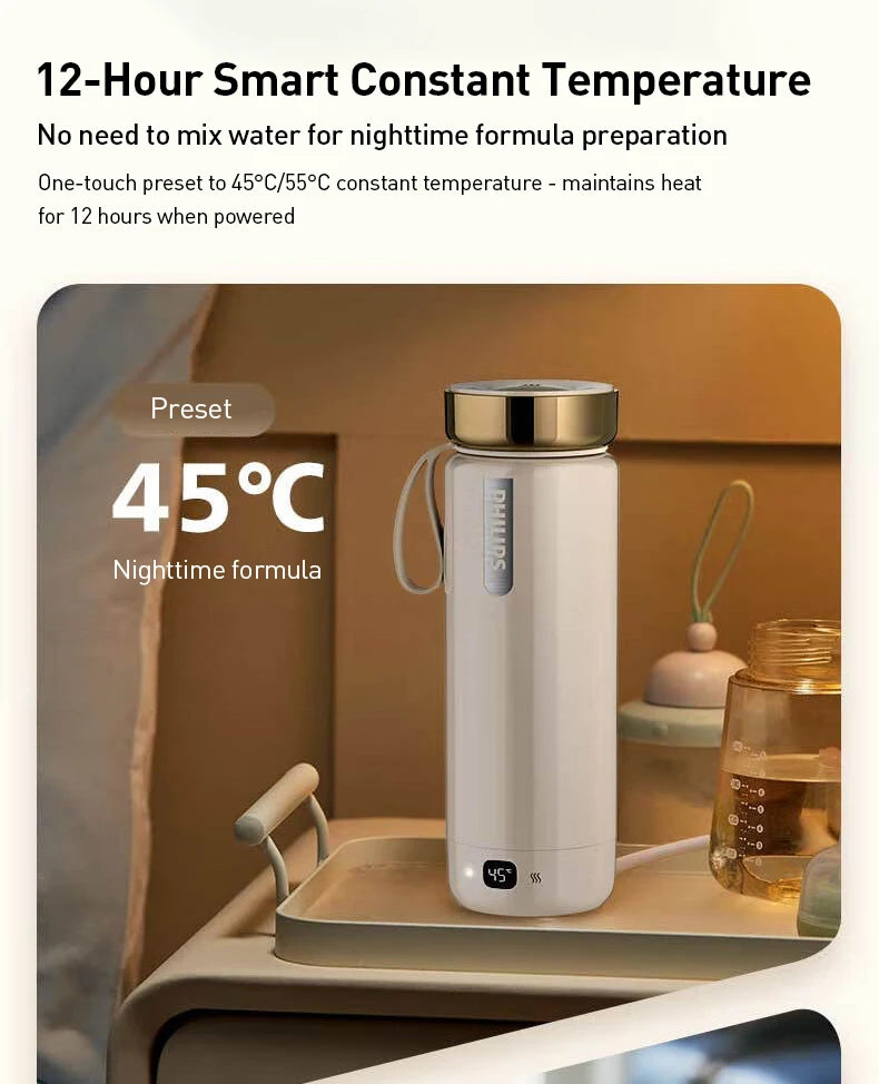Taza Calefactora Eléctrica Portátil 400ml con 5 Niveles de Temperatura