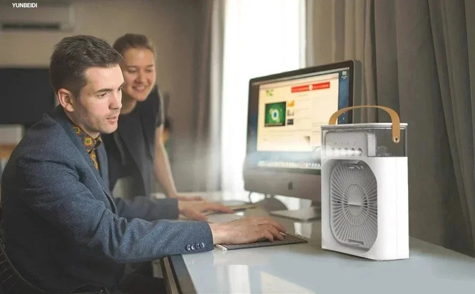 Ventilador 3 en 1 Portátil con Luz LED y Humidificador