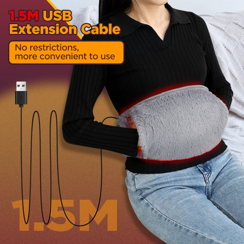 Cinturón Eléctrico Térmico con 3 Niveles de Temperatura, Masajeador Abdominal, Almohadilla Térmica Menstrual, Calentador de Manos y Abdomen, Ajustable a Todo Tipo de Cuerpo