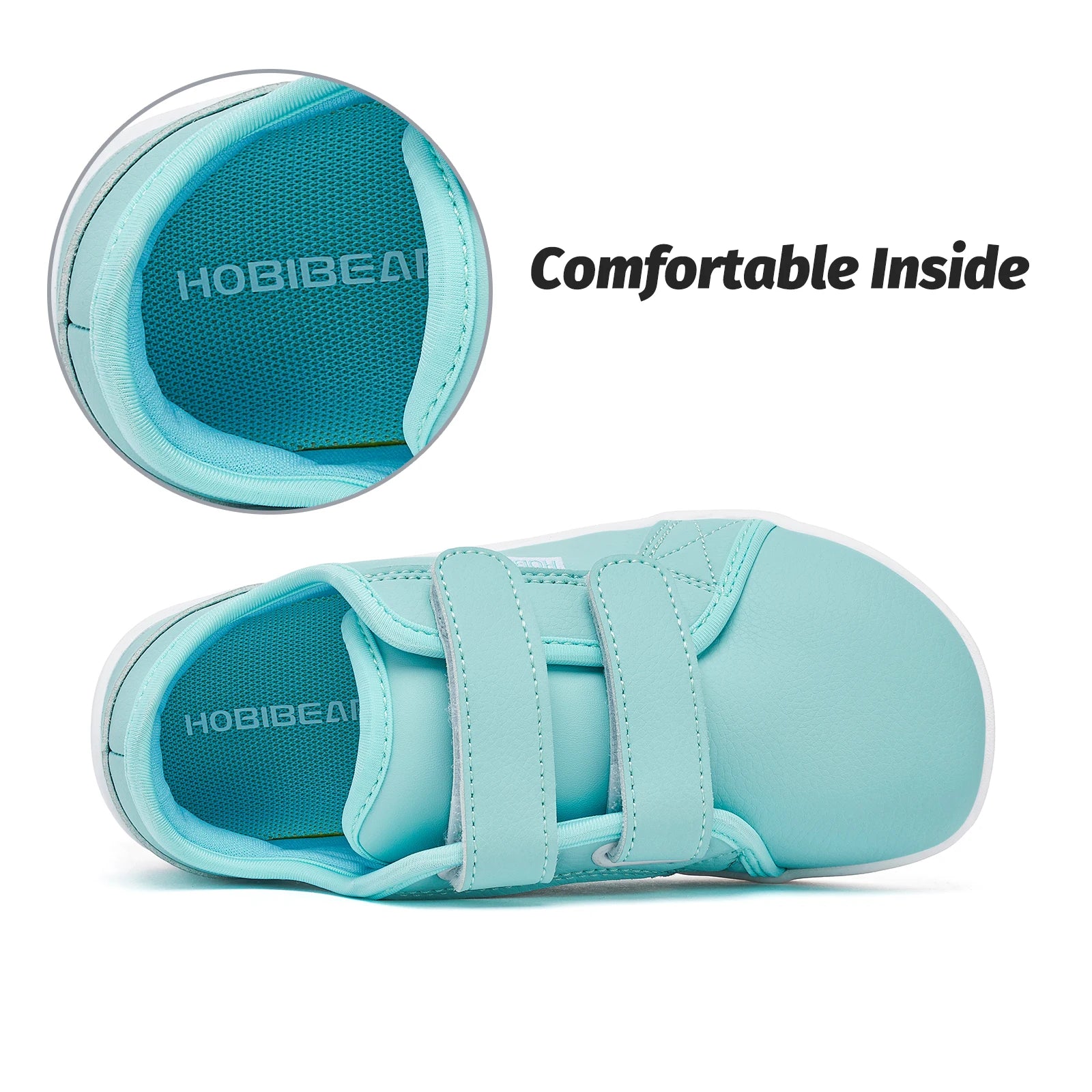 Zapatillas Descalzas para Niños HOBIBEAR |   Cierre de Gancho y Bucle |   Zapatos de punta ancha |   Zapatillas Deportivas Minimalistas Ligeras de Cuero Sintético