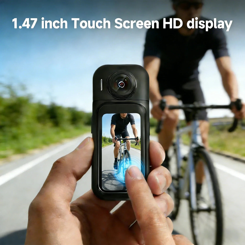 Mini cámara corporal FHD 1080P WiFi con pantalla táctil y lente rotatorio 180°