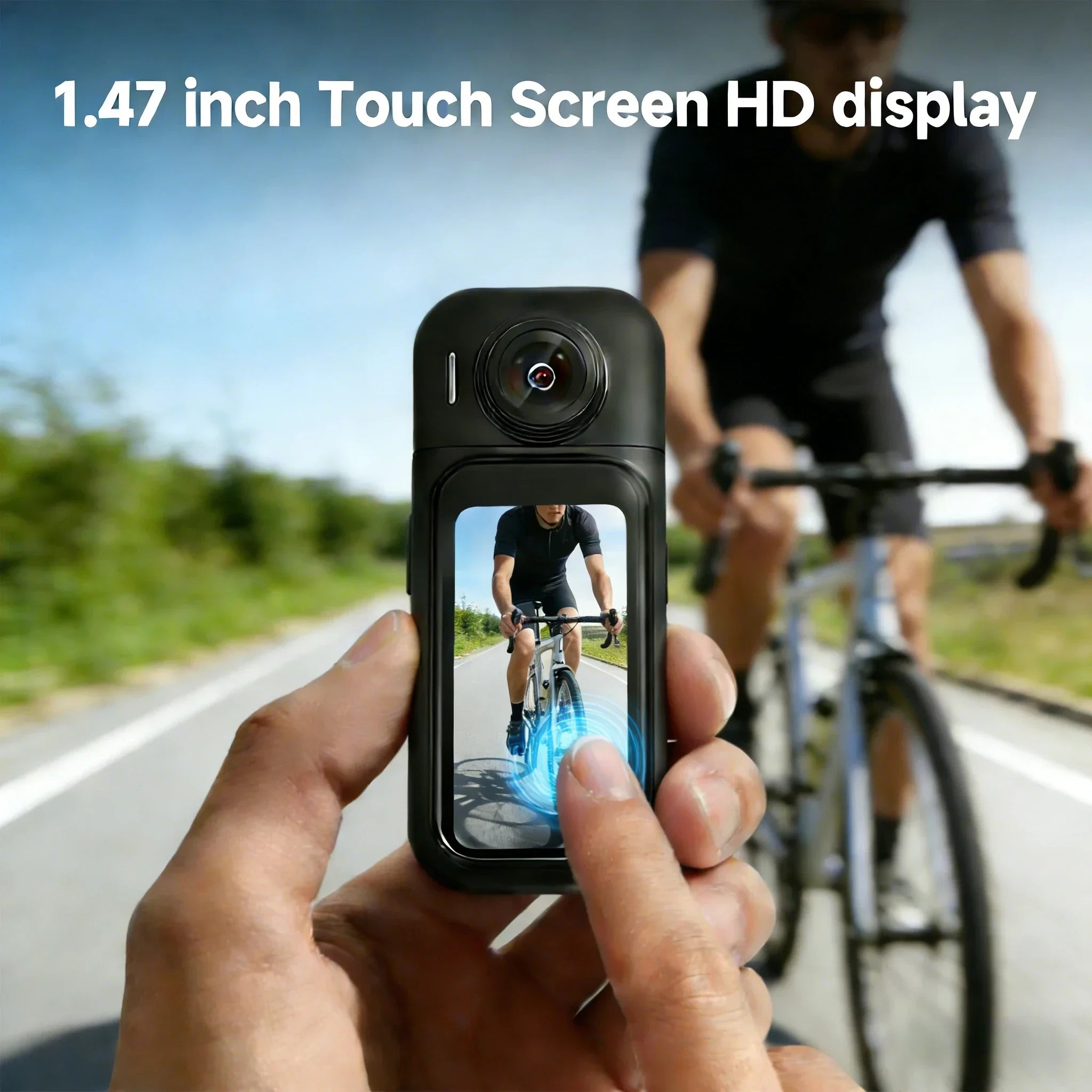 Mini cámara corporal FHD 1080P WiFi con pantalla táctil y lente rotatorio 180°