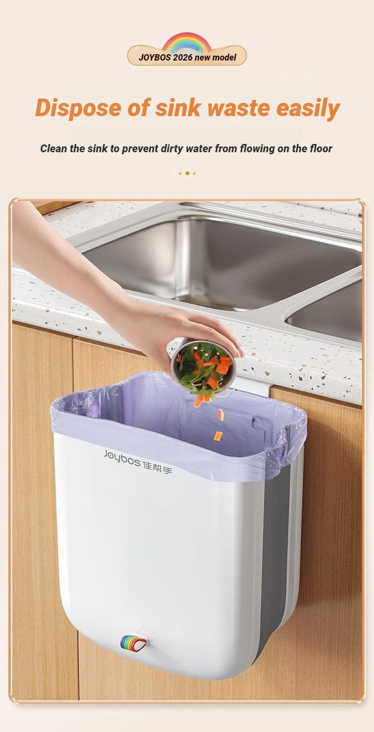 Cubo de basura colgante Joybos plegable con tapa para cocina y baño