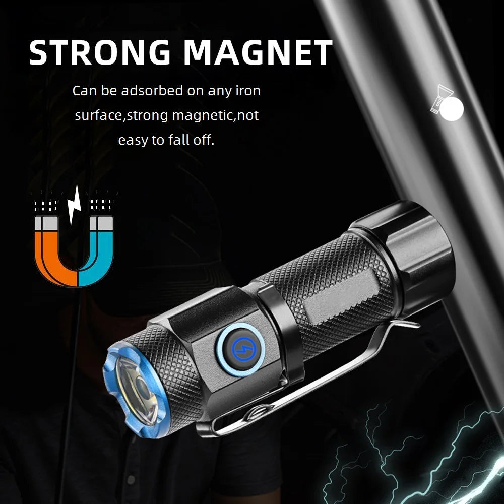 Linterna LED Recargable USB de Alto Brillo para Exteriores