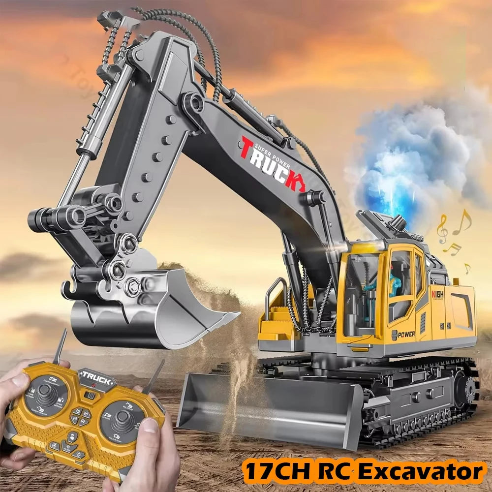 Excavadora RC 17 Canales Control Remoto 2.4G Camión Construcción