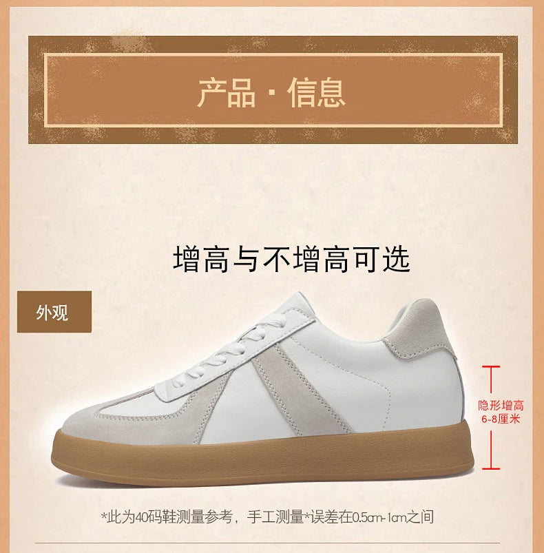 Zapatos invisibles con aumento de altura, zapatos de entrenamiento moral de 8cm, zapatillas informales transpirables de verano con aumento de altura interior para hombre, zapatos Forrest Gump versátiles Retro de cuero genuin