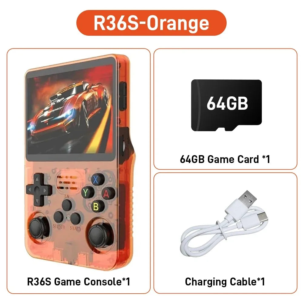 Consola de Juegos Retro R36S ARKOS, Pantalla IPS 3.5 Pulgadas, 64GB