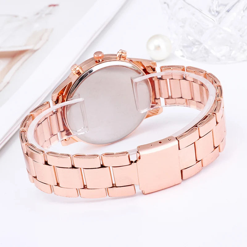 Reloj dorado para mujer Geneva, reloj clásico de acero inoxidable para mujer, relojes de cuarzo con diamantes de imitación a la moda, reloj de pulsera para mujer y niña
