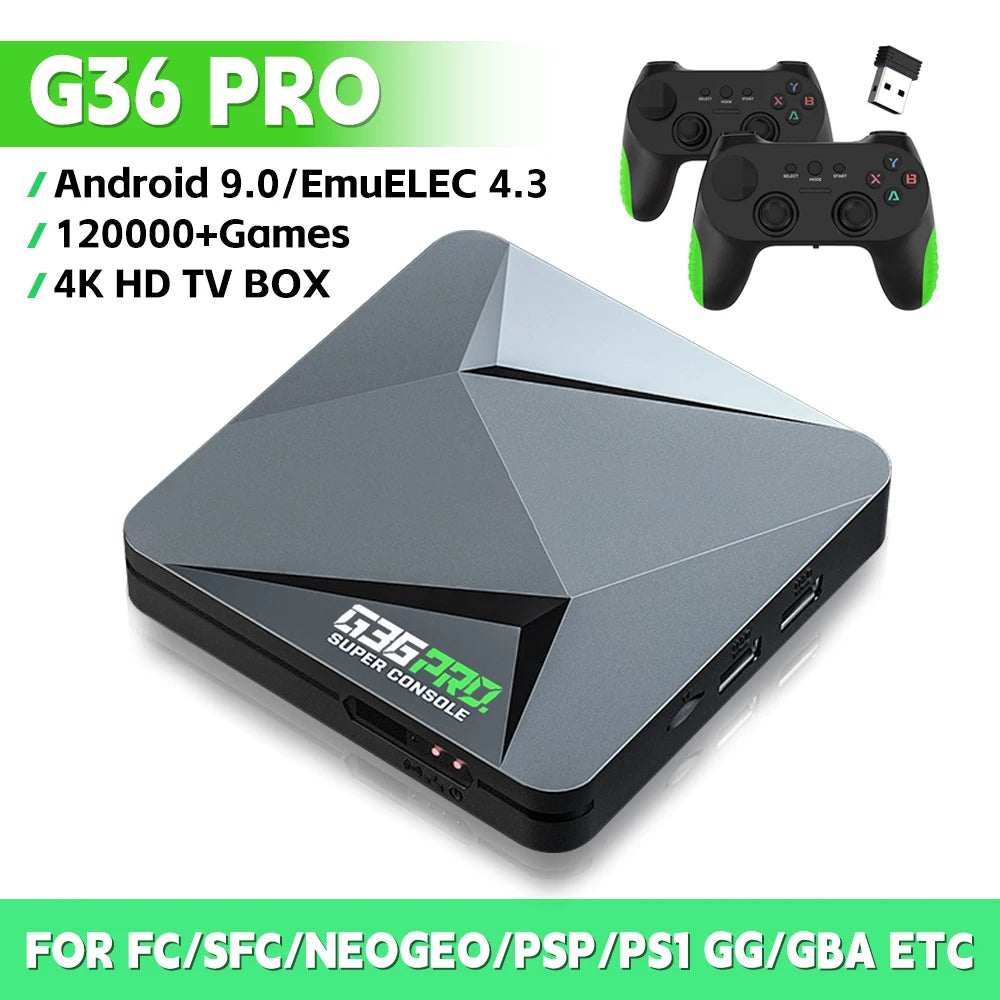 Consola de videojuegos Retro Super Console G36 Pro con 120000 videojuegos para PS1/GBA/MD/CPS con Gamepad, caja de juegos de regalo para niños