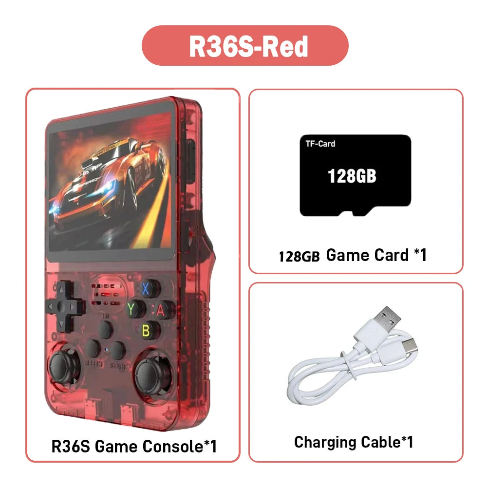Consola de Juegos Retro R36S ARKOS, Pantalla IPS 3.5 Pulgadas, 64GB