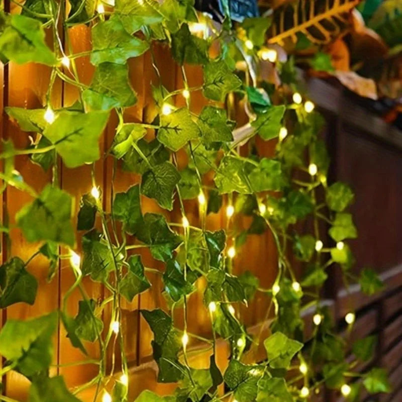 Guirnalda Solar LED con Hojas de Hiedra Artificial para Jardín y Bodas