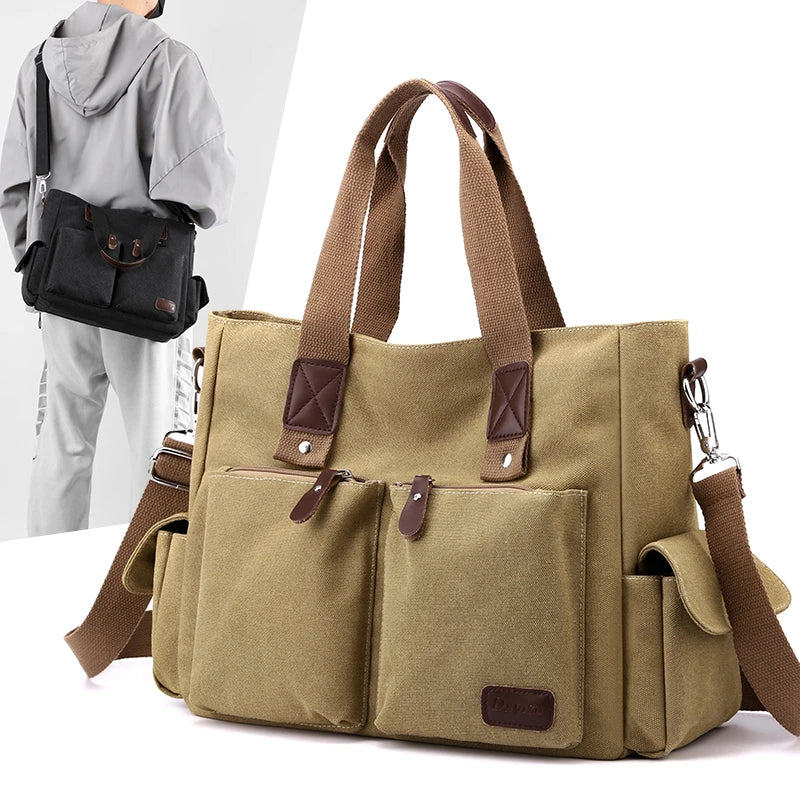 Bolso Bandolera Retro de Lona, Bolso de Mano para Viajar al Trabajo, Bolso de Hombro, Bolso de Trabajo, Bolso de Gran Capacidad