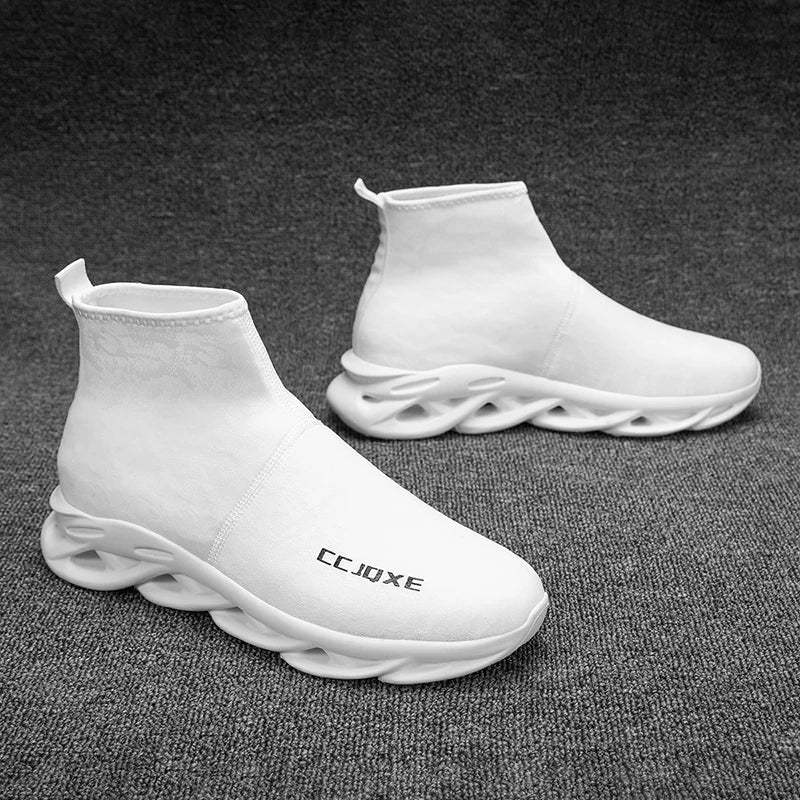 Zapatos informales transpirables para hombre, zapatos tobilleros antideslizantes a la moda para caminar al aire libre, zapatillas de deporte para hombre, zapatillas sin cordones con aumento de altura