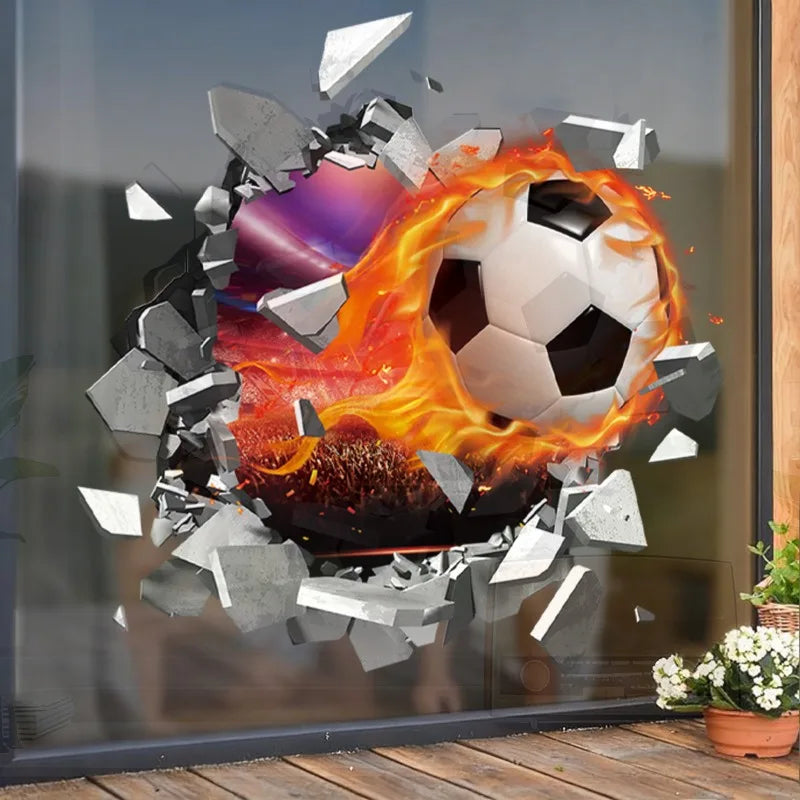 Pegatinas de Pared de Fútbol 3D, Adhesivos Removibles para Habitación de Niños, Decoración de Pared para Dormitorio, Decoración Deportiva Infantil