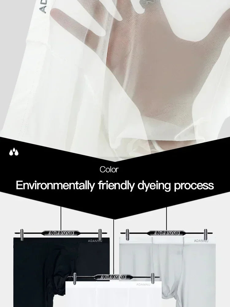 1/2/3 Uds. Ropa interior de seda helada para hombre, Boxer antibacteriano transparente sin costuras, pantalones cortos 0,01 de tela ultrafina, calzoncillos transparentes