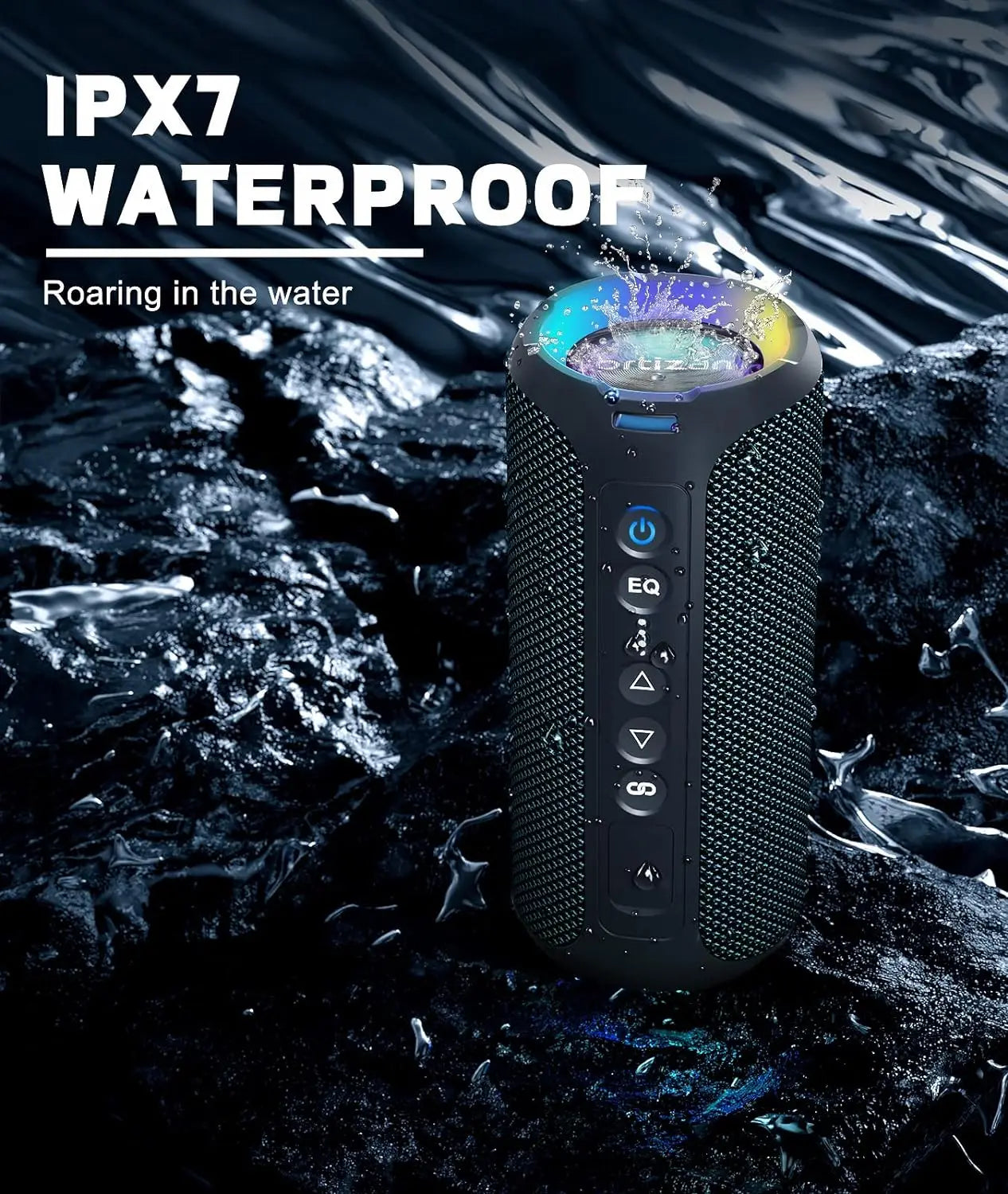 Ortizan X8 Pro, Altavoz Bluetooth portátil impermeable, Luces RGB, Calidad de sonido premium