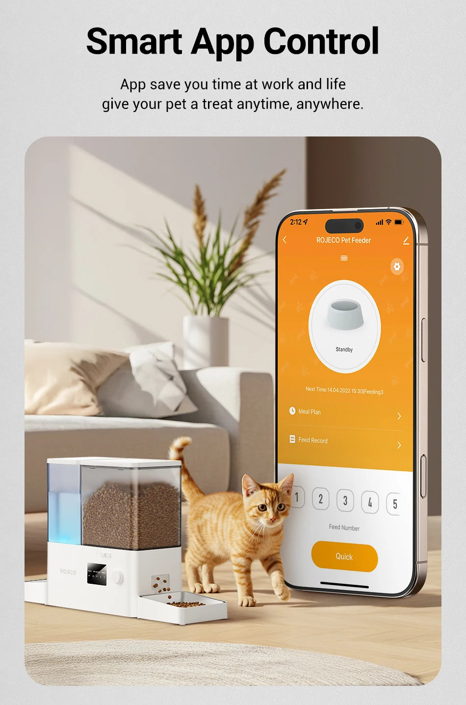 Comedero y Bebedero Automático WiFi para Mascotas ROJECO 2 en 1