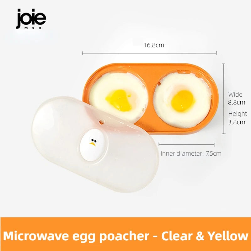 Joie-pulidor de huevos doble para microondas, cazador de huevos, caja de huevos fritos, caja de huevos al vapor para desayuno, herramientas para huevos, herramienta de cocina