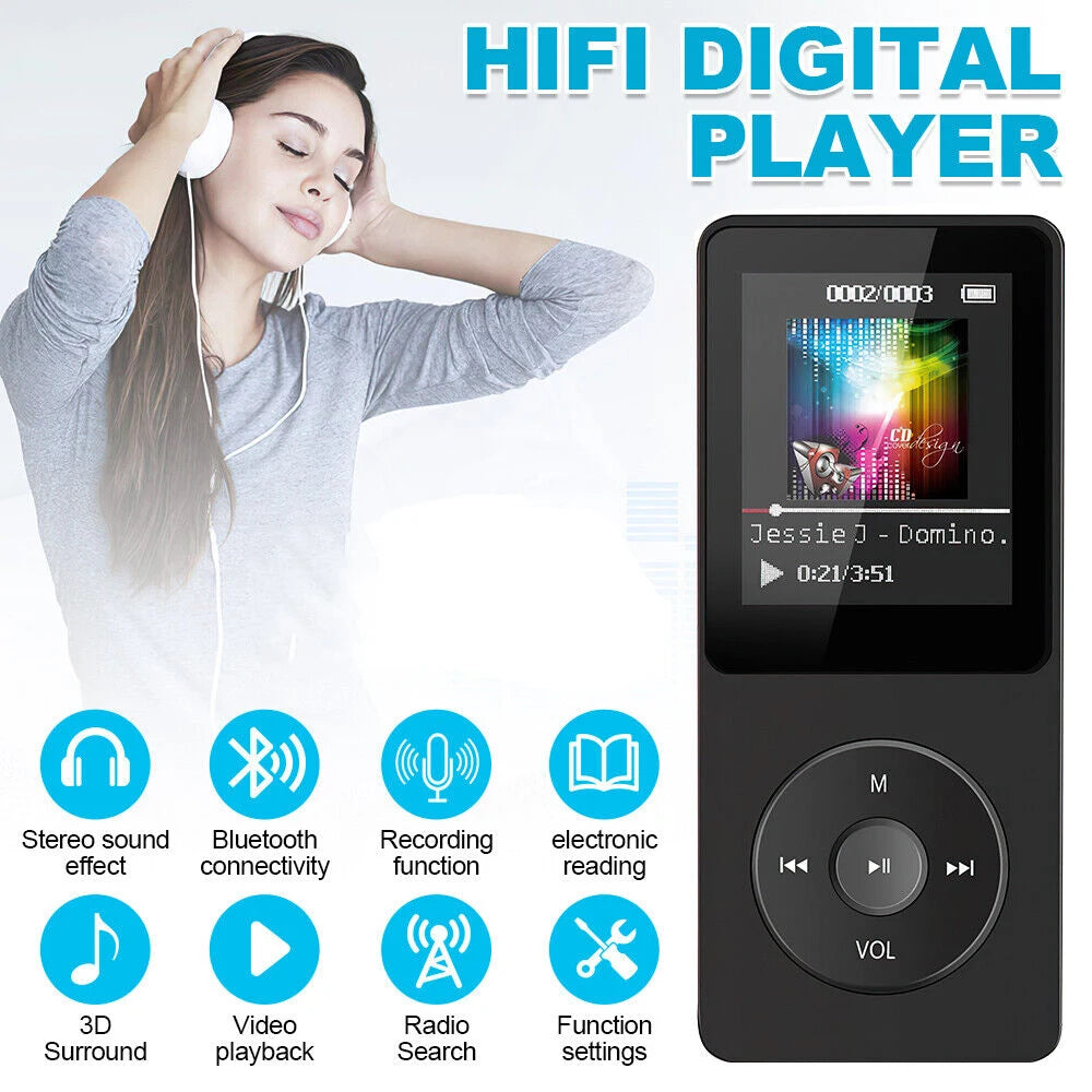 Mini Reproductor MP3/MP4 Bluetooth 128GB con Radio FM