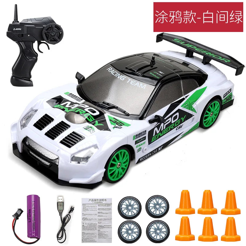 Coche de Carreras Teledirigido 2.4G 4WD, Modelos AE86, GTR, Ferrari, BMW
