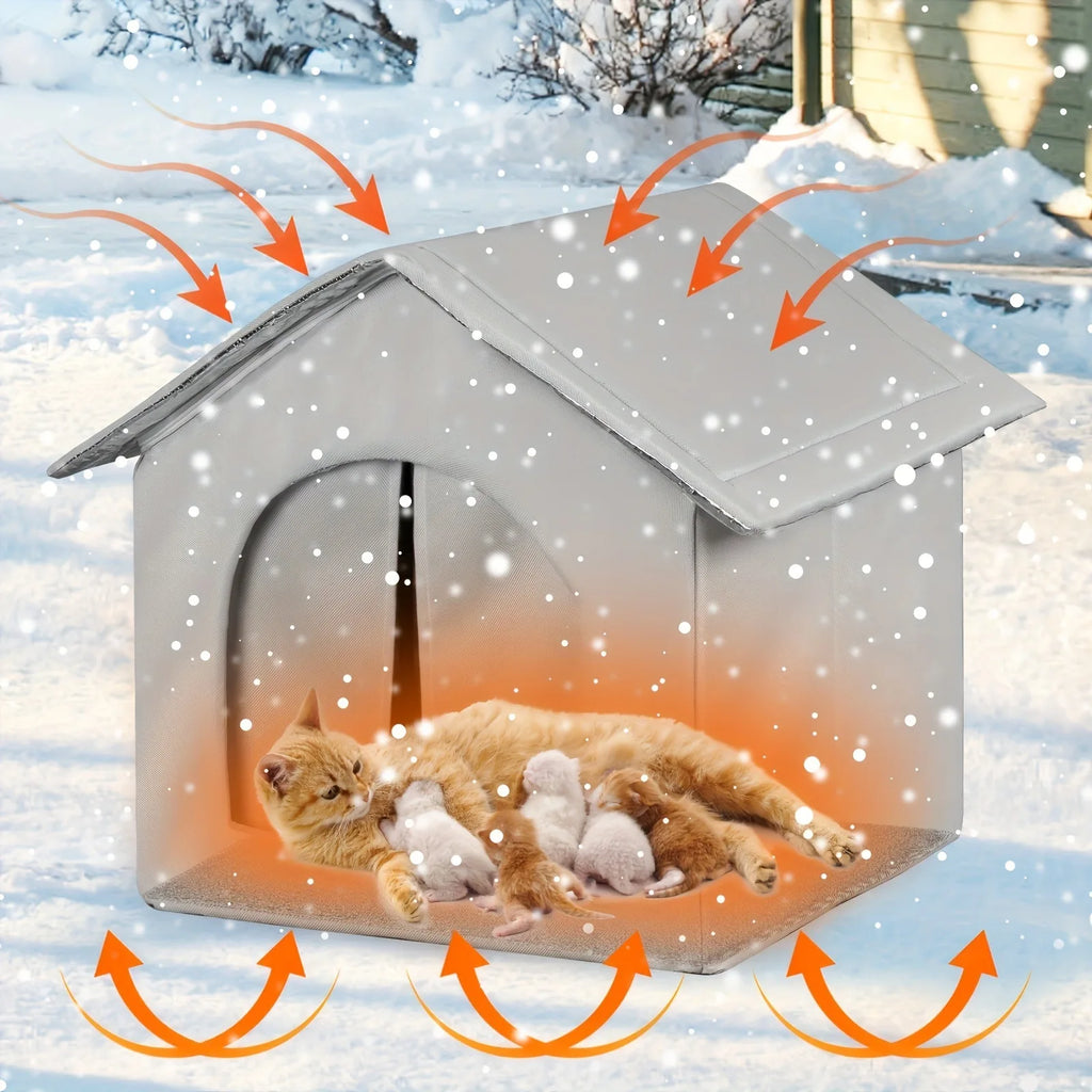 Cueva Cama para Mascotas Impermeable y Cálida, Plegable y Lavable