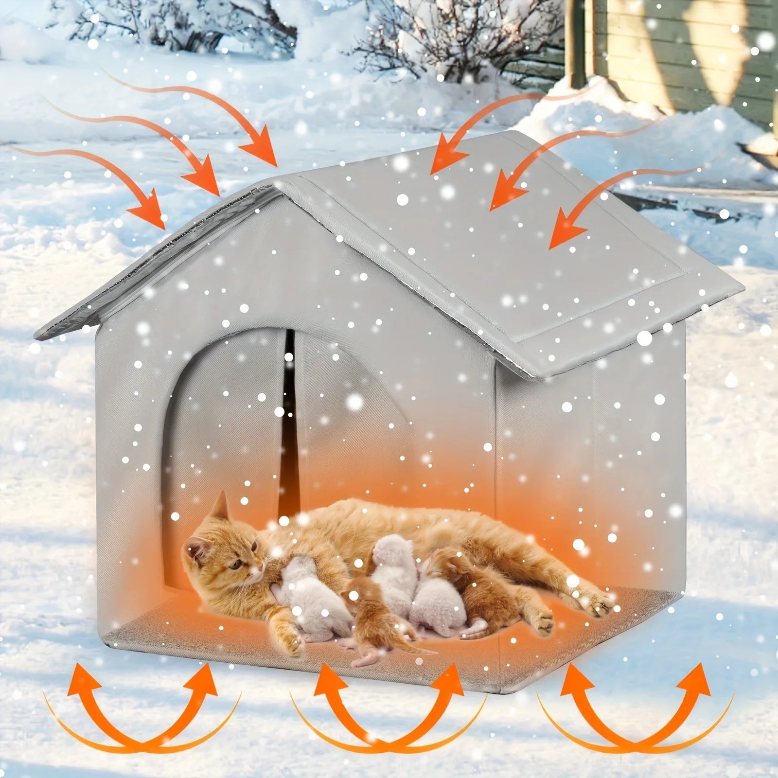 Cueva Cama para Mascotas Impermeable y Cálida, Plegable y Lavable