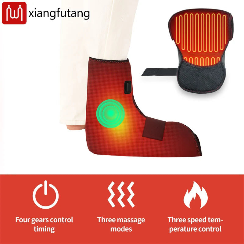 Masajeador de pies eléctrico con calor y vibración, para recuperación, terapia de calor, alivio del dolor, lesiones deportivas, calidez de las articulaciones, temporizador de 3 niveles