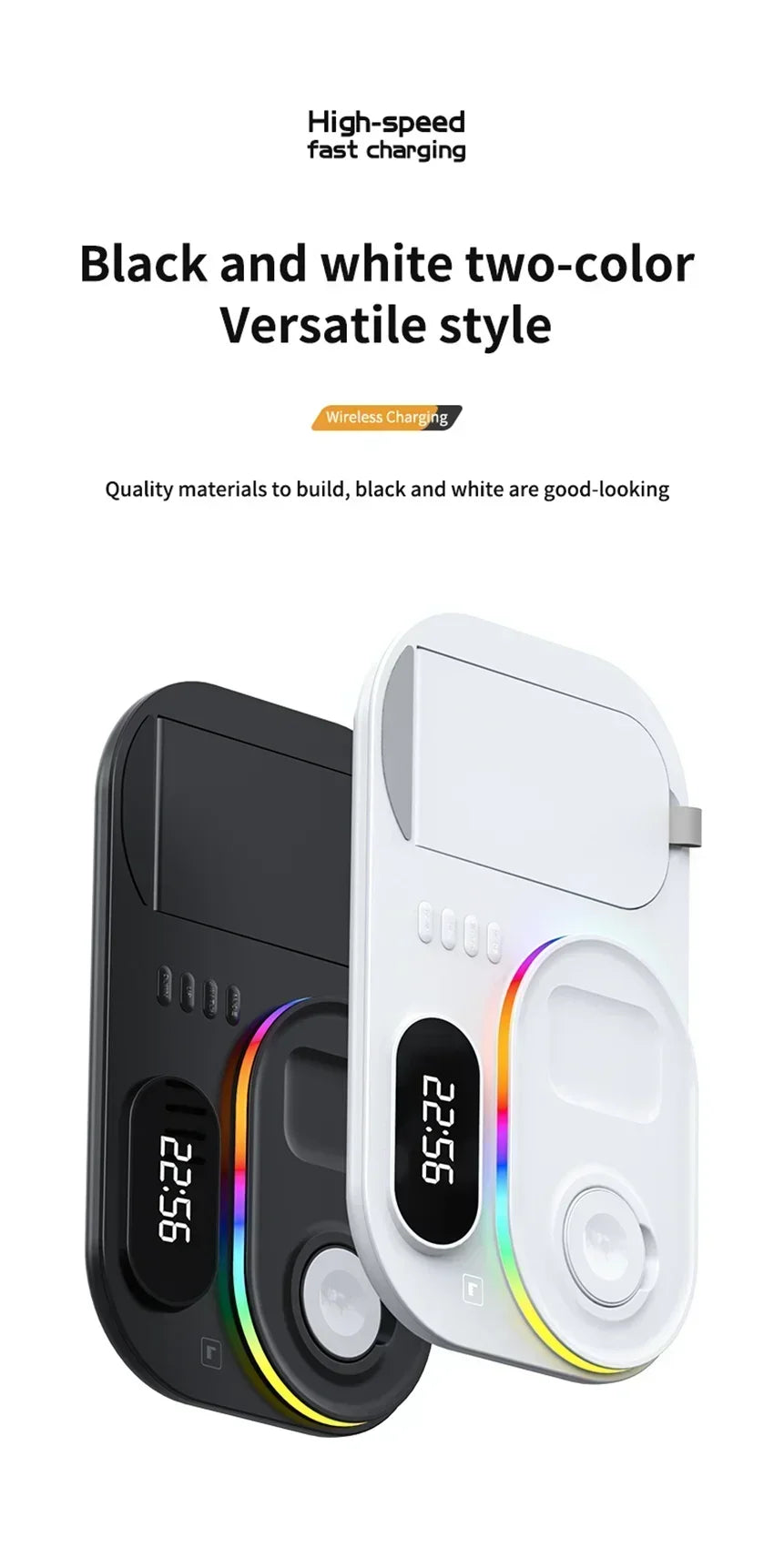 Base de Carga Inalámbrica 4 en 1, Estación de Carga Rápida de 15W para iPhone 12-17, Samsung Galaxy Watch, iWatch, Auriculares Xiaomi