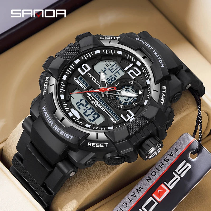 Reloj Deportivo SANDA Doble Pantalla para Hombre con Cronómetro