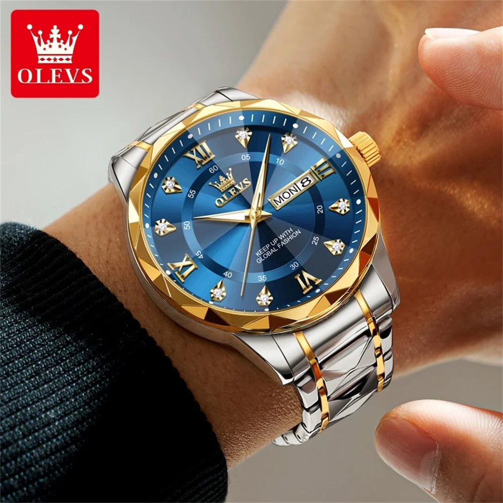 Reloj de Cuarzo OLEVS para Hombre con Calendario de Acero Inoxidable