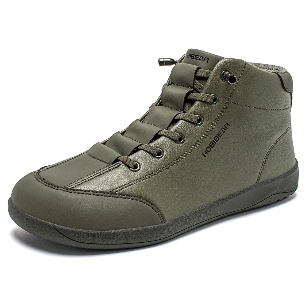 HOBIBEAR Zapatos descalzos de caña media, botines minimalistas con punta ancha Unisex, zapatillas antideslizantes de cuero Artificial para exteriores