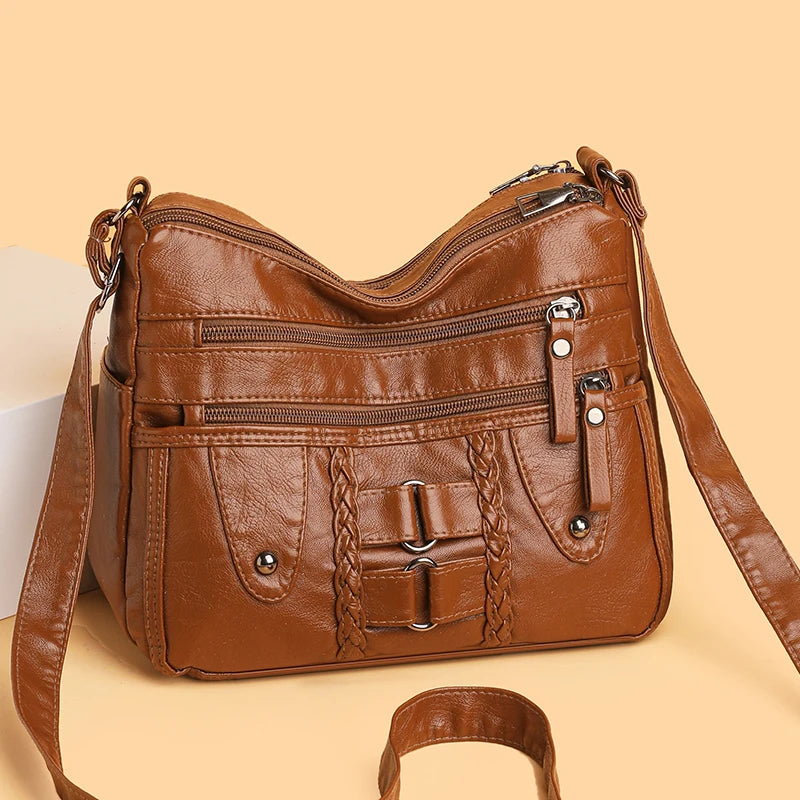Bolso Bandolera Retro de Cuero Sintético para Mujer
