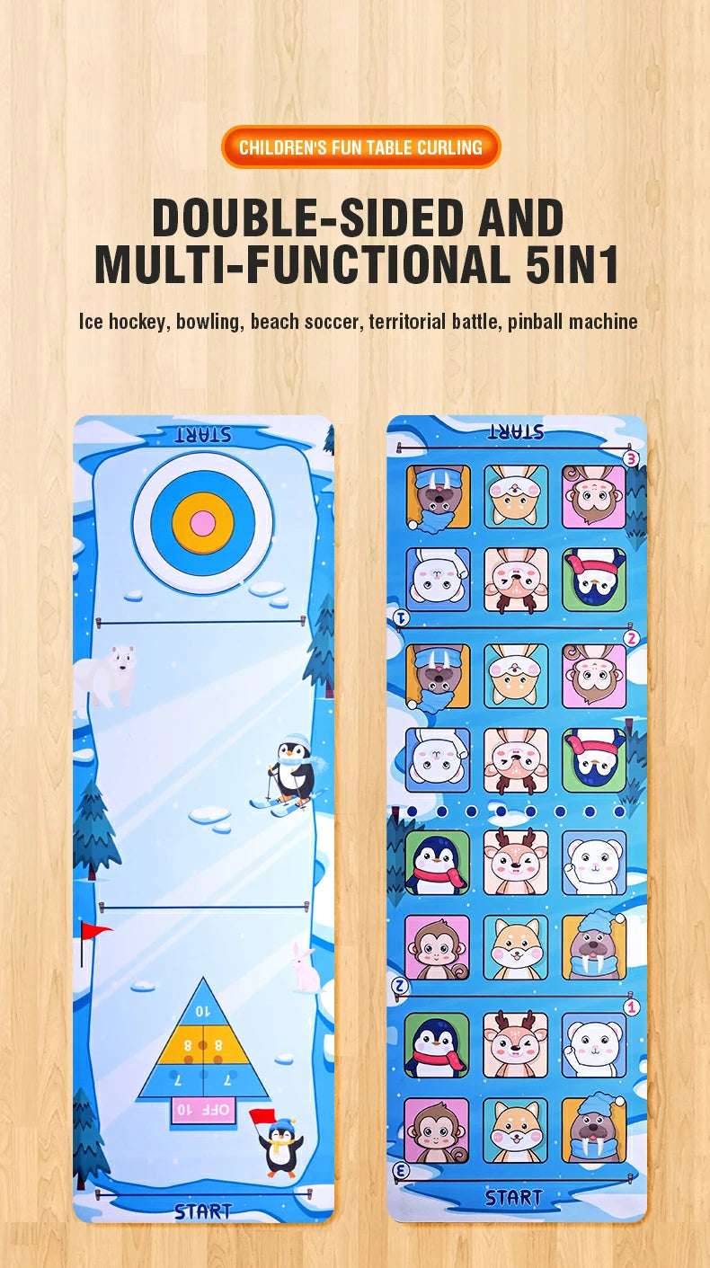 Juego de Mesa Curling 5 en 1 para Familia Hockey sobre Hielo