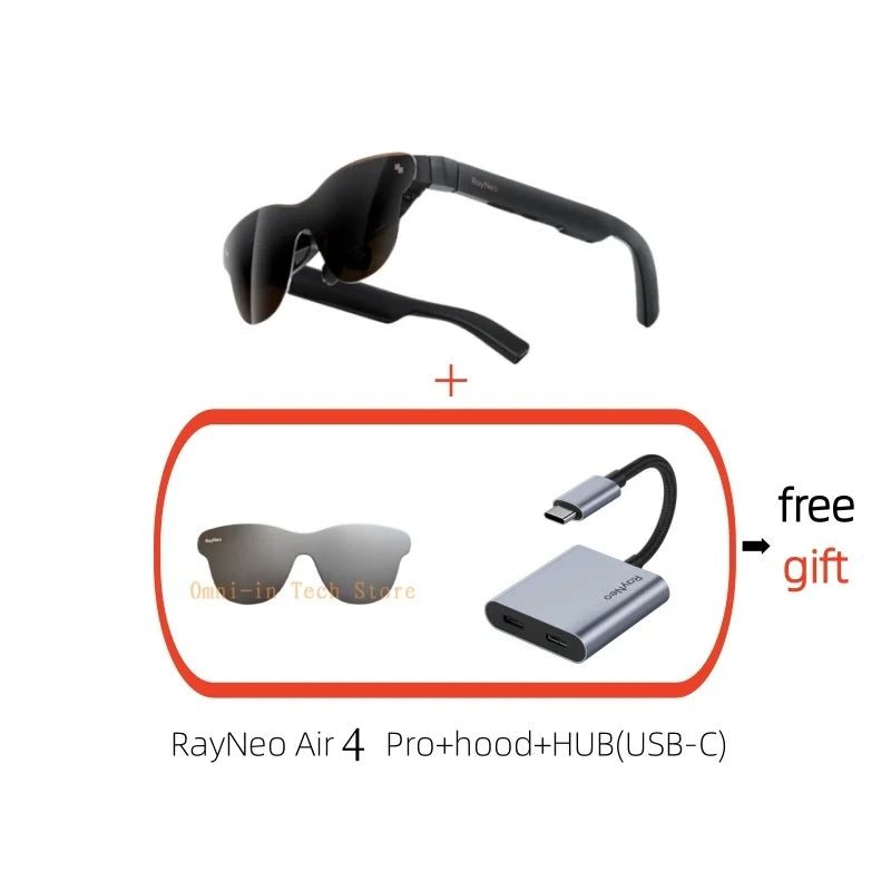 Gafas AR inteligentes RayNeo Air 4 Pro, brillo de 1200 Nits, visualización HD de 135 pulgadas, 4 parlantes, audio inmersivo, HDR10