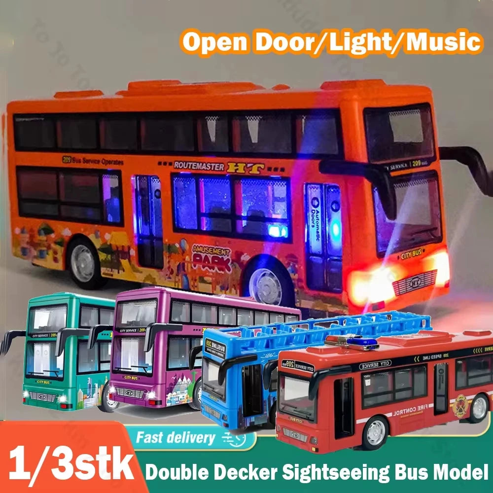 Autobús Turístico de Dos Pisos Juguete con Luces y Música