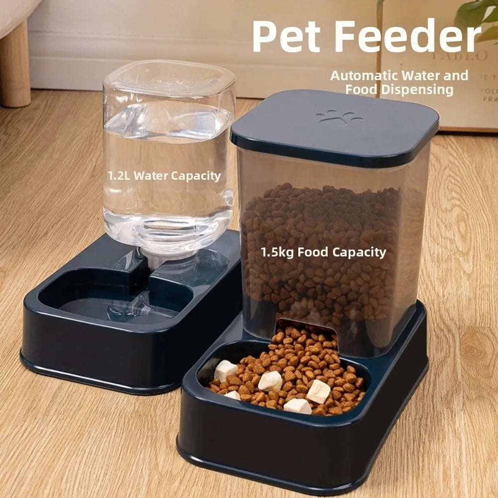 Comedero Automático para Mascotas de 1.2L/1.5L, Dispensador de Agua de Plástico de Gran Capacidad para Perros y Gatos, Juego de Comederos, 3 Colores, 2 Estilos