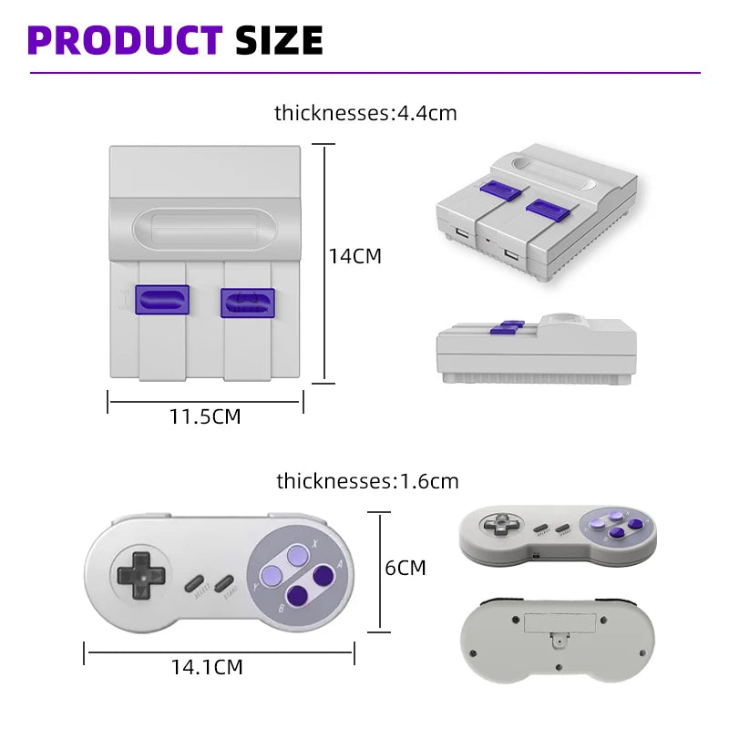 Mini consola de videojuegos Retro Dendy inalámbrica de 16 bits, más de 4400 juegos para consola Super NES SFC FC 4k para SNES