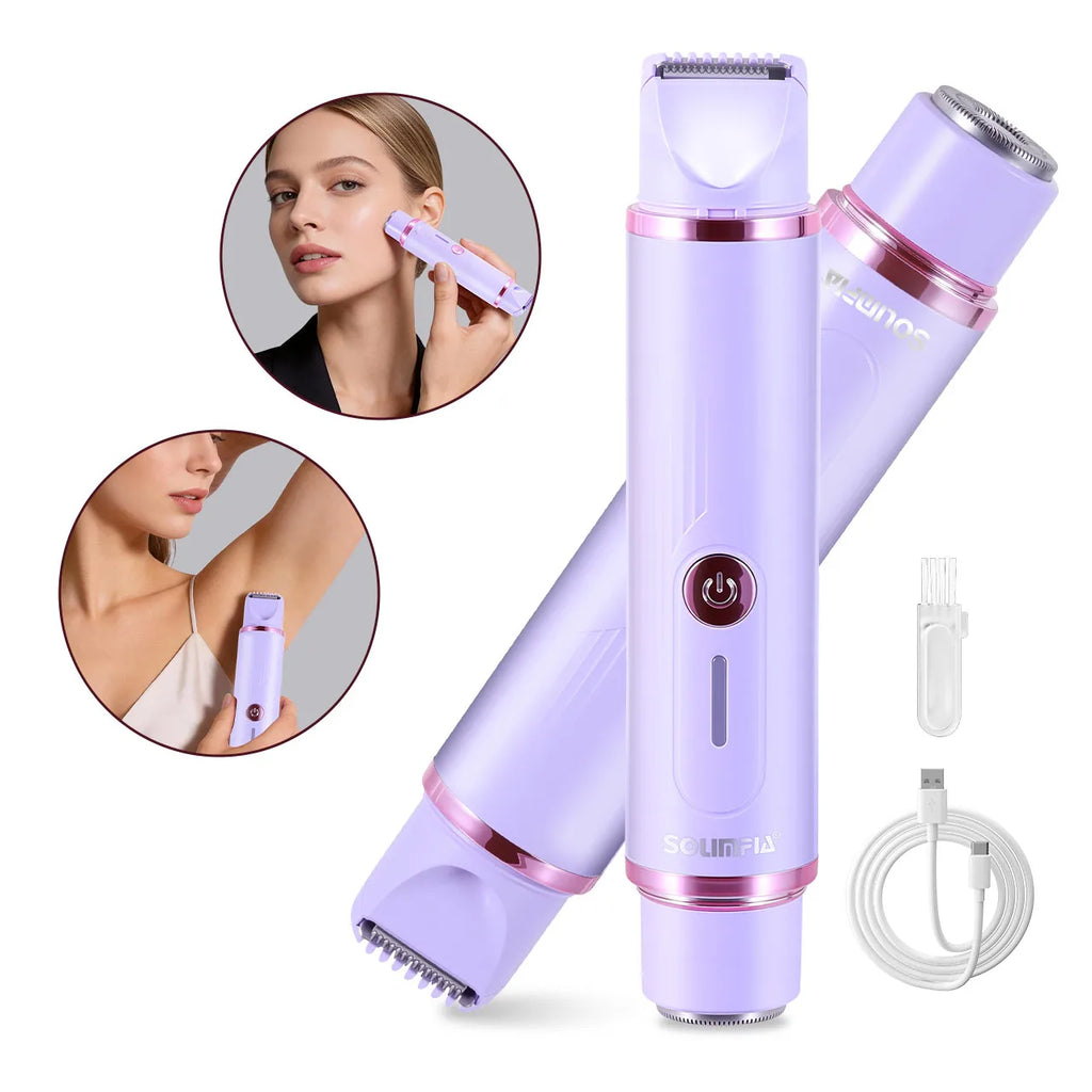 Recortadora de vello para mujer, afeitadora eléctrica de doble cabezal, diseño 2 en 1, depiladora femenina para axilas, brazos, piernas, bikini, ingle, depiladora.