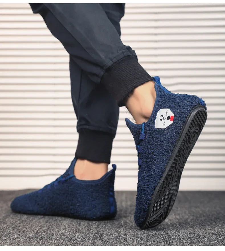 YRZL zapatos de algodón de invierno para hombre, zapatillas de invierno ligeras con cordones cálidos, mocasines de algodón para el hogar y el dormitorio de felpa, zapatos cálidos para hombre