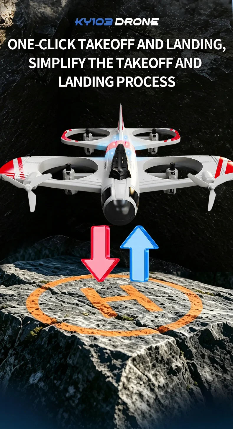 Mini Dron KY103 con Luces LED, Avión RC 2.4G con Control Remoto