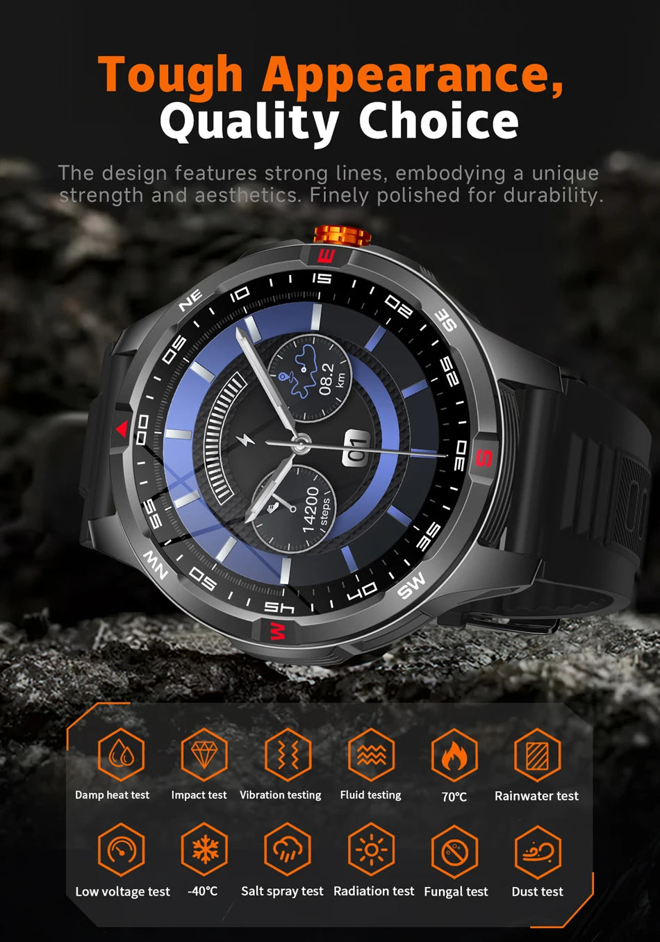 Reloj Inteligente GPS Brújula Bluetooth Deportivo
