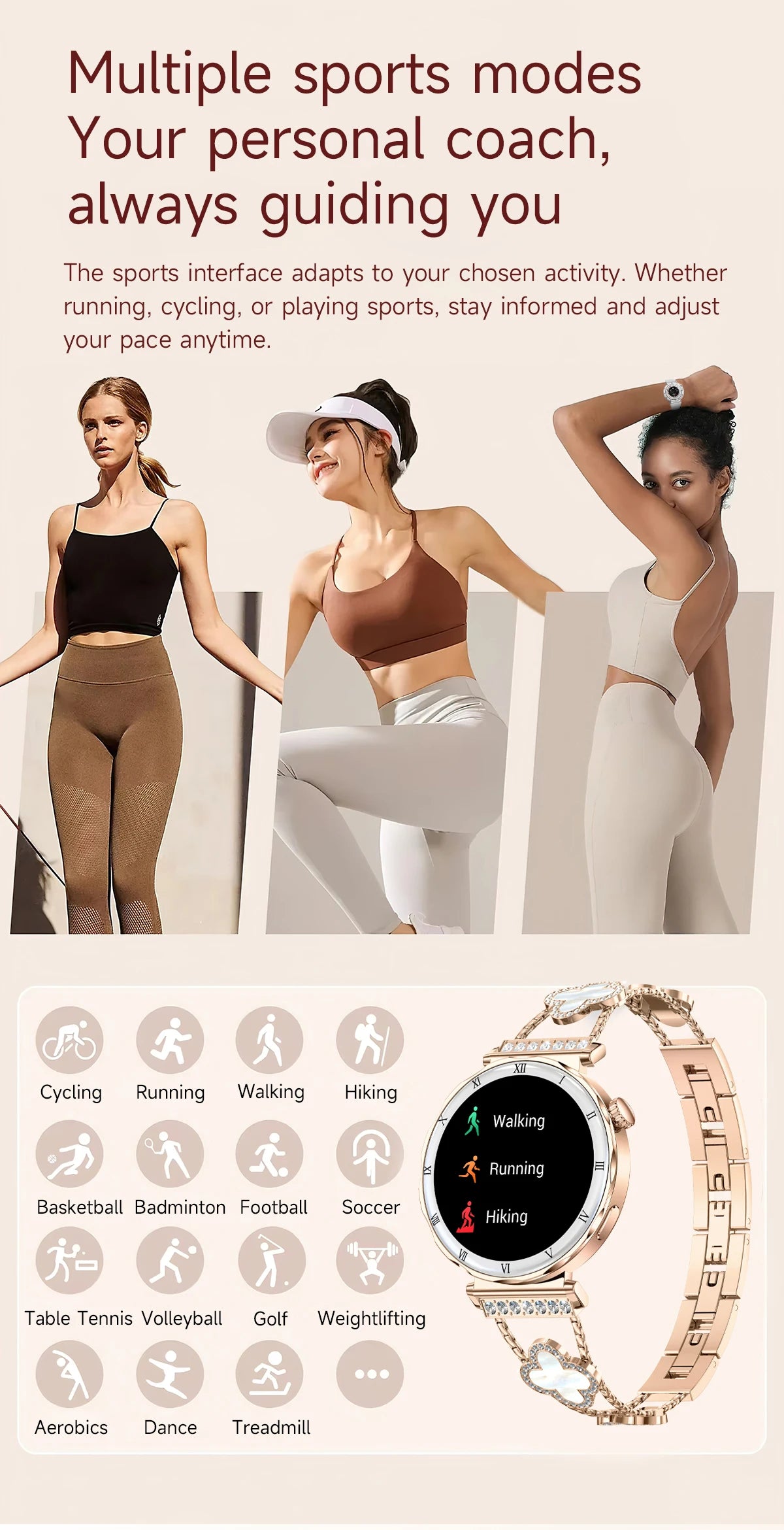 LIGE Reloj Inteligente Ultrafino 6.2mm Mujer