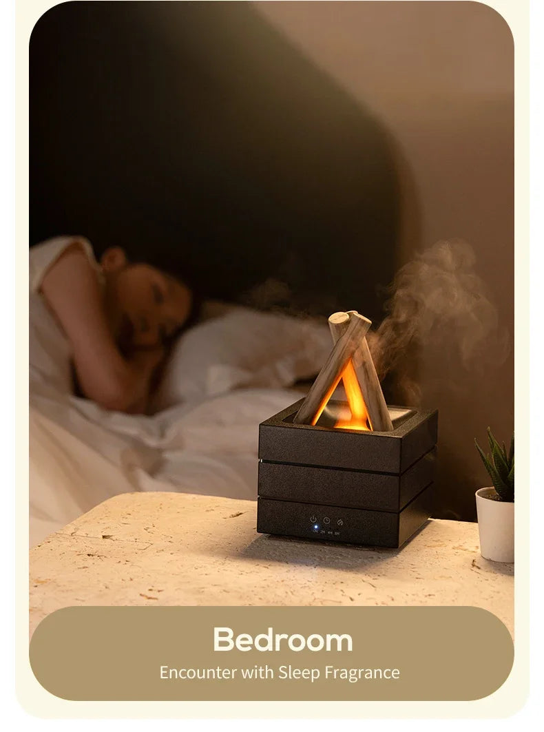Difusor de Aroma de llama de 280ml, humidificador de aire USB, luz de ambiente colorida y Control remoto, difusor de Aroma de aceite esencial de hoguera