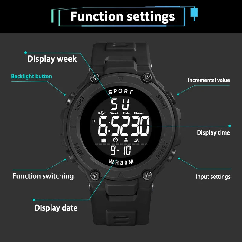 Reloj Deportivo Digital YIKAZE Militar para Hombre