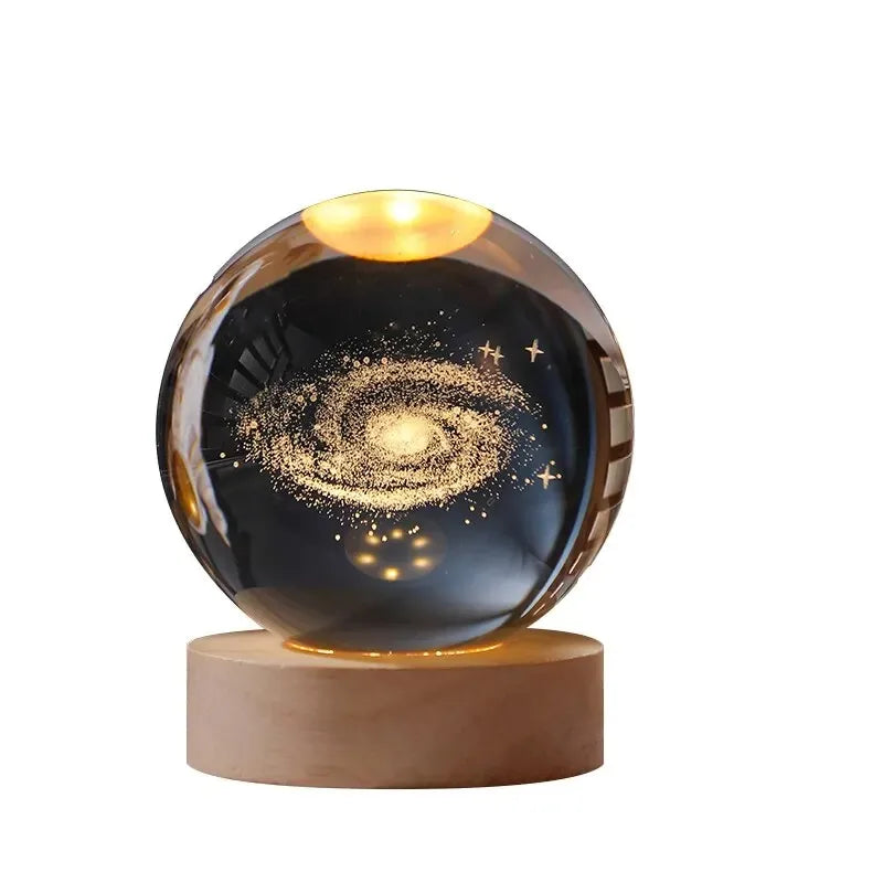 Bola de cristal 3D, luz nocturna de planeta de cristal, sistema Solar grabado con láser, globo, astronomía, regalo de cumpleaños, decoración de escritorio para el hogar