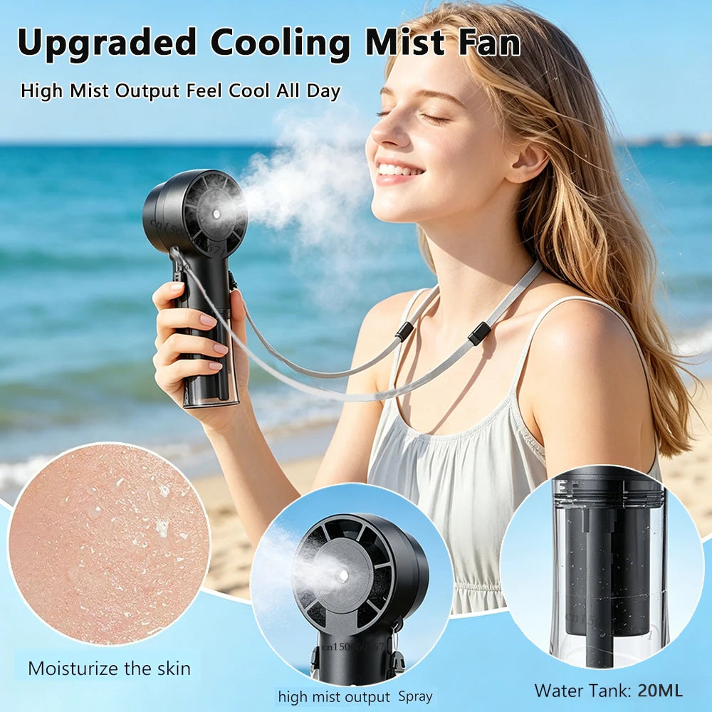Ventilador de Mano con Pulverizador de Agua Portátil