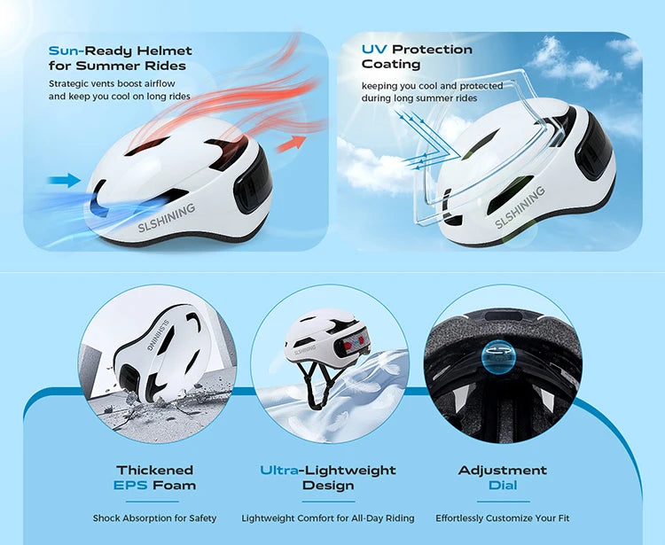 SLSHINING-casco de bicicleta LED con pantalla LED, luz trasera, Control inteligente por aplicación, cascos de ciclismo de montaña y carretera