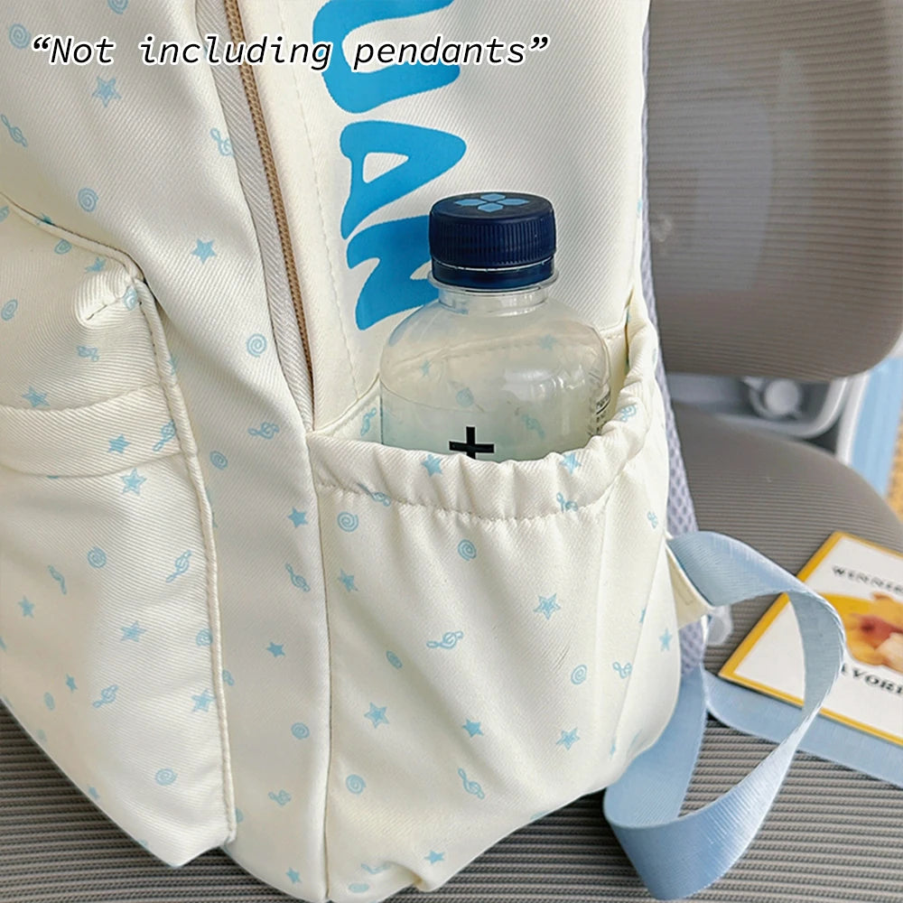 Mochila de Nailon con Estampado de Estrellas para Adolescentes