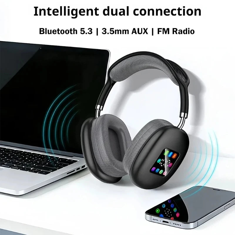Auriculares Bluetooth 5.3 ANC Pantalla Color Radio FM
